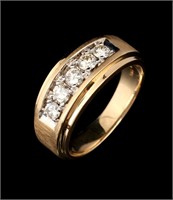 GENT'S 14K GOLD AND DIAMOND BAND APPROX 1.25 CT. T