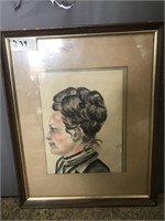 Drawing Of Woman From Side View Wooden Frame With