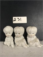 Set of White Ceramic China Doll Twin Sisters and