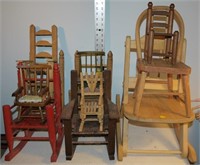 11 Doll Chairs- (1) 16"x18", (3) 12.5"x9", (1)