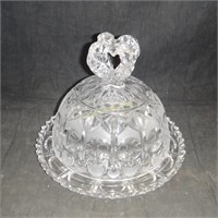 Cut Crystal Covered Lid Dish Plate Dessert Cheese