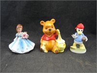3 Ceramic Figures Disney Pooh Donald & Gosef