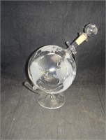 Glass Globe Decanter Bottle W/ Stand Frosted