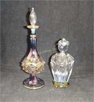 2 Fancy Perfume Fragrance Bottles Glass Crystal