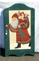 Hand Painted Old St Nick on Wood Board