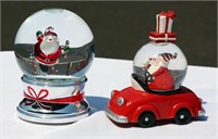 2 Santa Snow Globes One Musical Animated