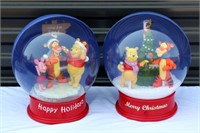 2 Larger Pooh Animated Snow Globes