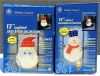 2 Lighted Decor Santa & Snowman Both Work