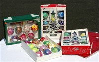 4 Boxes Tye Dye Glass Ornaments & Placemats