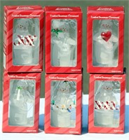 Set 6 Costco Frosted Snowmen Ornaments