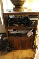 STEREO CABINET WITH SONY VHS PLAYER, MUSIC,