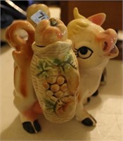 CERAMIC COW OIL AND VINEGAR AND DONKEY SALT AND