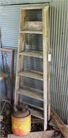 WOODEN STEP LADDER AND GAS CAN