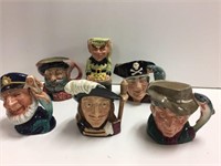 6 miniature Royal Doulton Toby Mugs