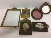 6 Early 1900s Bronze and brass picture Frames