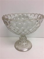 Early Large press glass punch bowl