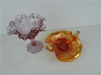 Carnival Glass Dish and Lavender Candy Dish