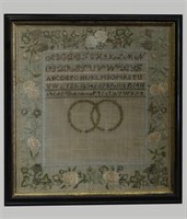 1825 NEEDLEWORK SAMPLER W/ FOLLETT FAMILY REGISTER