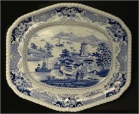 BLUE & WHITE "INDIA TEMPLE" PATTERN STAFFORDSHIRE