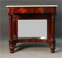 CLASSICALLY CARVED MAHOGANY PIER TABLE W/ MARBLE