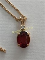 Chain & Ruby with Diamond Pendant
