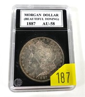 1887 Morgan dollar, AU-58, beautiful toning