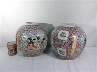 2 pots à fleur asiatique - Asian flower pots