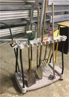 Garden tool rack and tools