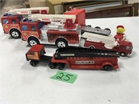 Buddy L & Tonka Fire Trucks & Tote