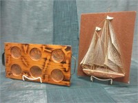 String Art Sailboat & Alamo Cup Tray