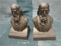 Lord Tennyson Brass Bookends - 1920's-1930's