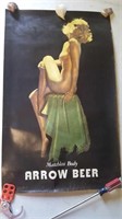 Vintage Arrow Beer "Nude Woman" Poster/sign