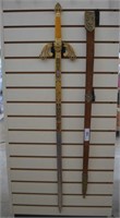 GOLD COLORED 45" COLLECTIBLE SWORD, 1/2 OF BLADE