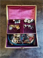 Vintage Metal Jewelry Box with Rings, Marbles,