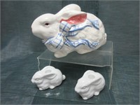Large Ceramic Rabbit & Porcelain Candle Holders
