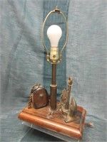 Anchor Design Wood & Brass Table Lamp - no Shade
