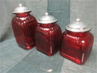 Red Glass Kitchen Canisters