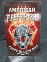 American Firefighter 18" Metal Sign