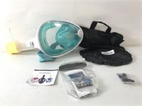 Used face snorkel mask with waterproof cell phone
