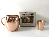New 100% copper Moscow Mule Mug and shot glass