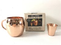 New 100% copper Moscow Mule Mug and shot glass