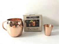 New 100% copper Moscow Mule Mug and shot glass