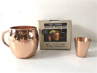 New 100% copper Moscow Mule Mug and shot glass