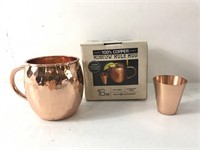 New 100% copper Moscow Mule Mug and shot glass