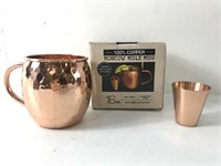 New 100% copper Moscow Mule Mug and shot glass