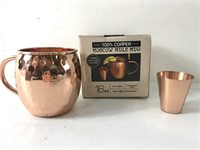 New 100% copper Moscow Mule Mug and shot glass