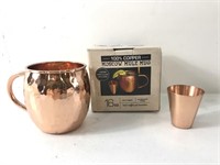 New 100% copper Moscow Mule Mug and shot glass