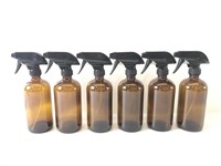 6 new amber glass spray bottles