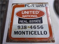 Double sided United National metal sign