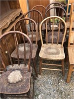 Seven Hickory Bentwood chairs